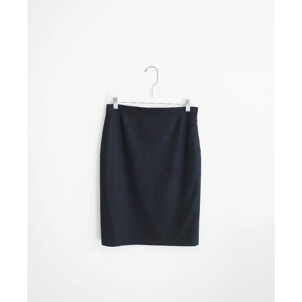 Vintage 00s Y2K Michael Kors Collection Dark Grey Stretch Wool Pencil Skirt sz 6